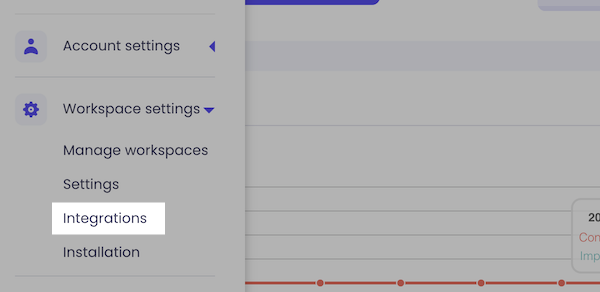 Select Workspace settings dropdown and Integrations