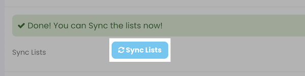 Click Sync Lists