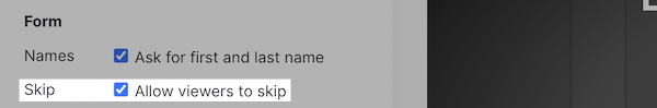Option to skip form checkbox