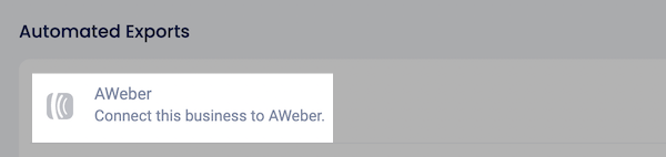 Select AWeber from the Automated Exports