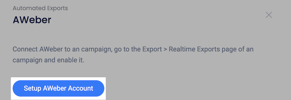 Click Connect with AWeber