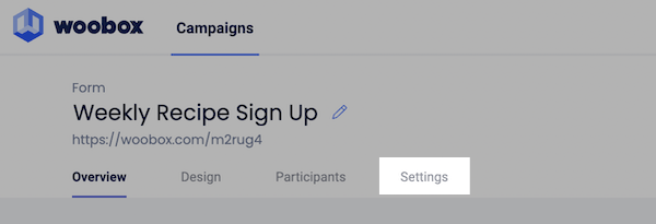 Access Campaign and click Settings tab