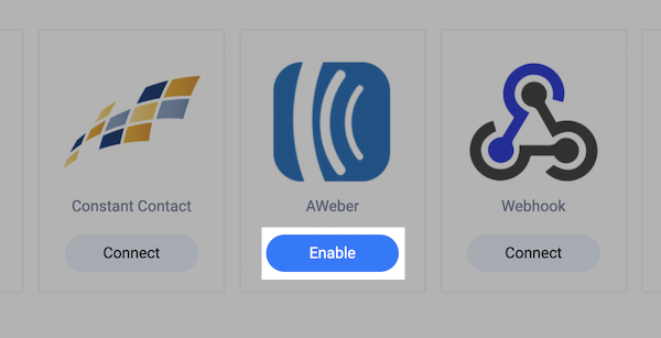 Click Enable on AWeber Block