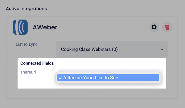 Option to select a custom field