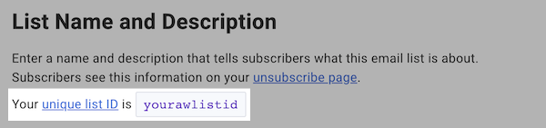 Example List ID Highlighted