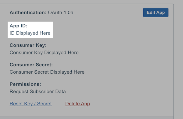 App ID highlighted