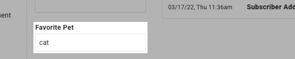 Custom field for favorite pet