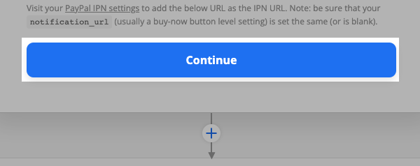 After setting up app, click Continue