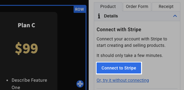 Connect to Stripe button