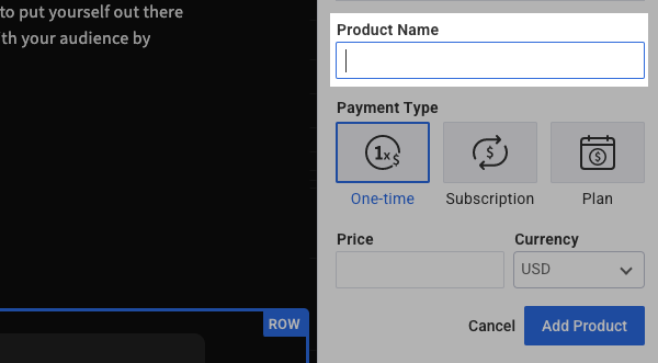 Add a Product Name