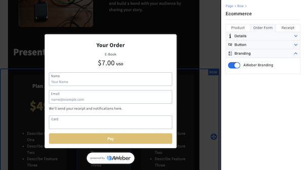 Order Form page