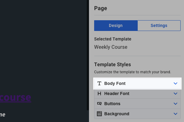 Body Font drop-down
