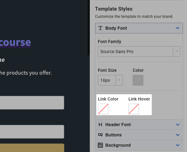 Select Link Color and Hover