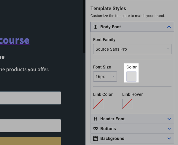 Select a font color