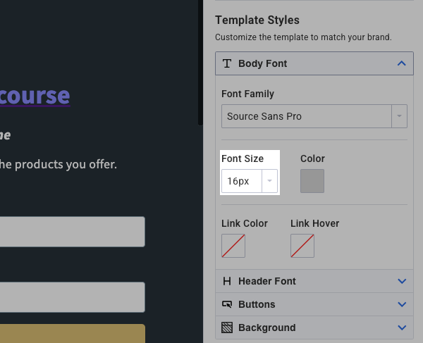 Select a font size