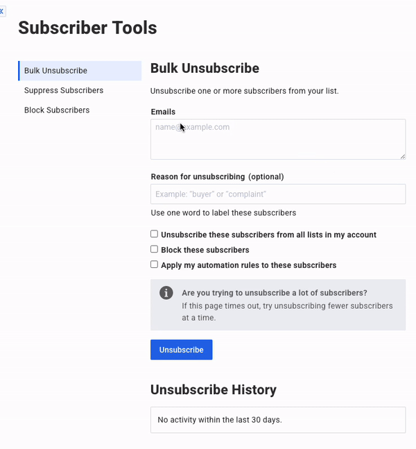 Paste and unsubscribe