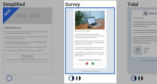 choose Survey template