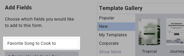 Select existing custom field tab