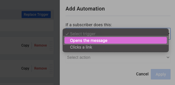 Choose Opens the message from dropdown