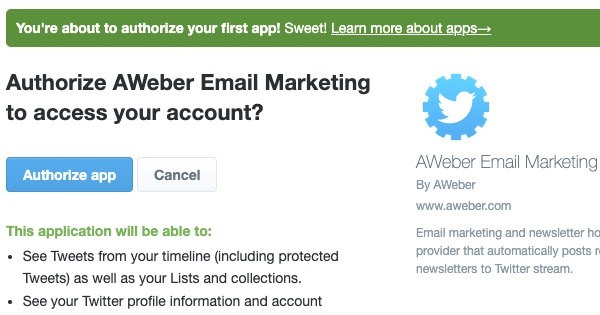 Authorize app button