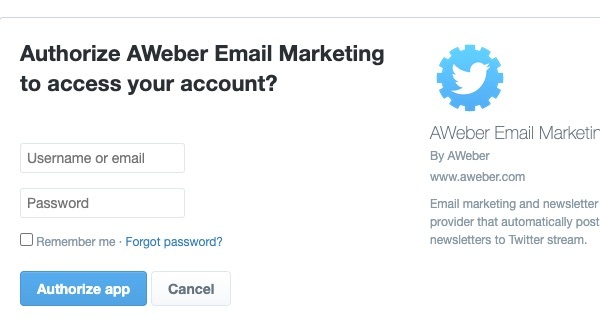 Authorize app button