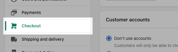 Checkout tab