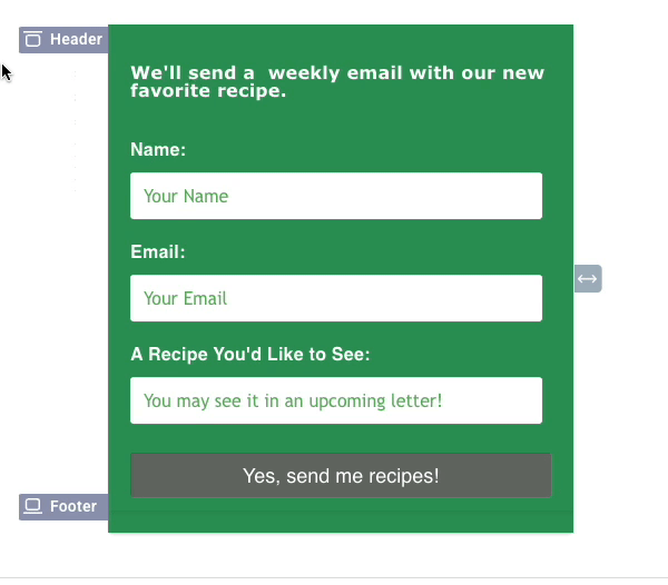 Example of dragging text around a form