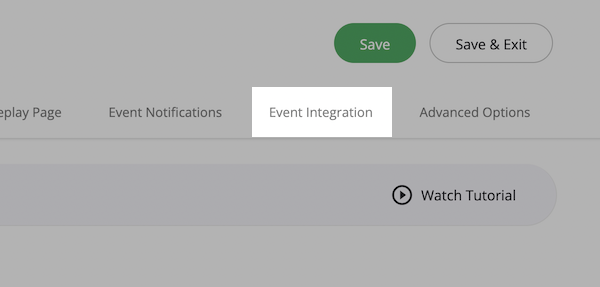 Event Integration tab
