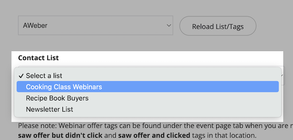 Select list from from Dropdown