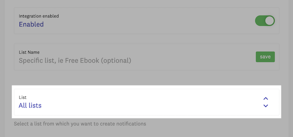 Select list from dropdown