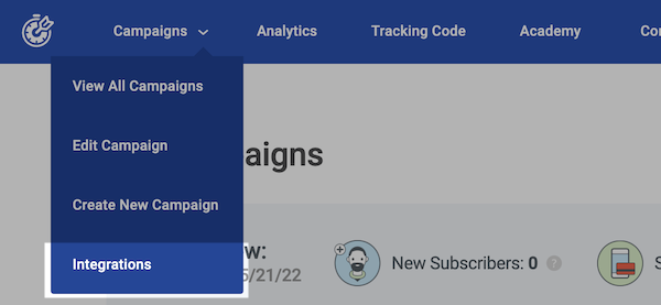 Campaigns and Integrations option