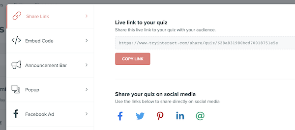 Interact Publishing Options