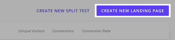 Create
    New Landing Page button