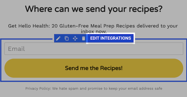 Edit Integrations button