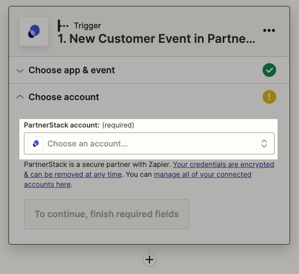 PartnerStack account dropdown
