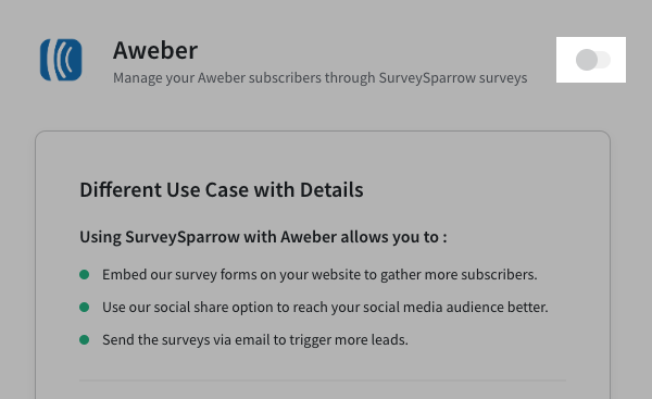 AWeber Toggle