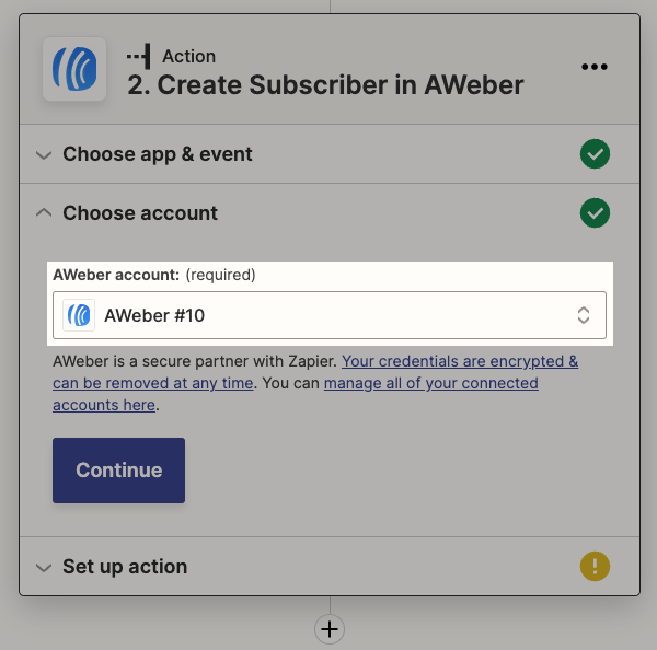 AWeber Account Selector