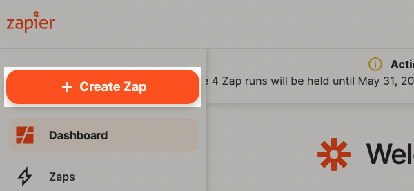 Create Zap button