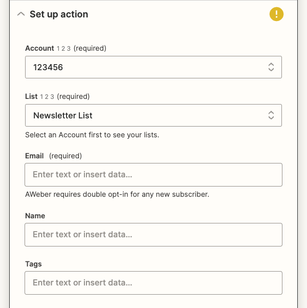 Map SurveyMonkey info to AWeber