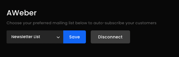 AWeber List selection