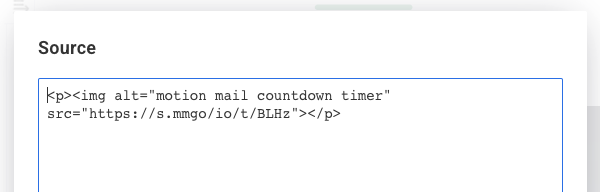 Paste Code into Source text box