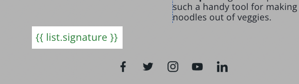 Signature snippet text in message
