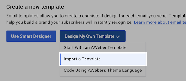 Import a template option