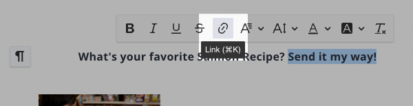 Highlight text and click link icon