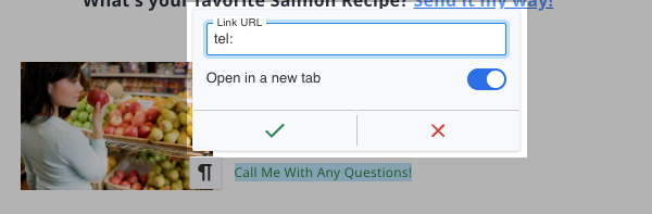 enter tel: and phone number in text box