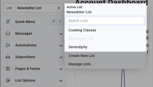 Active List menu