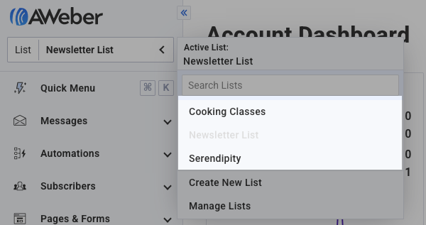 Active List menu