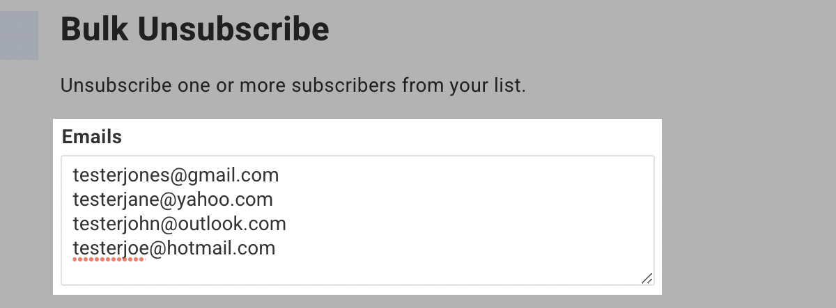 Enter the email addresses