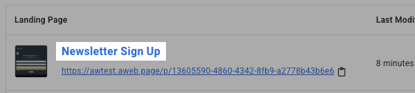 Click on your landing page