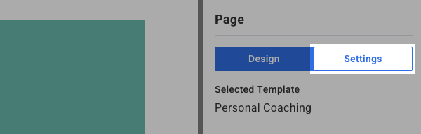 Settings tab for Page options